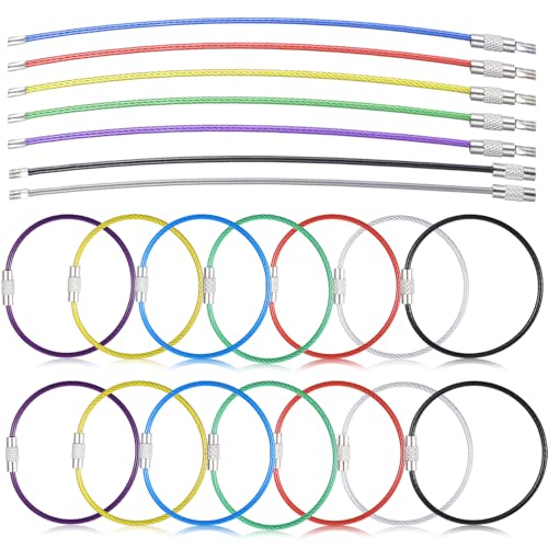 Piriuuo 14 Stück Schlüsselring Drahtseil, 15 x 1,5 cm Farbige...