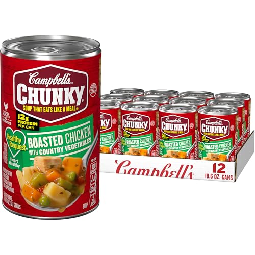 Campbell’s Chunky Healthy Request Soup, Roasted Chicken Soup with Country Vegetables, 18.6 Oz Can (Case of 12)