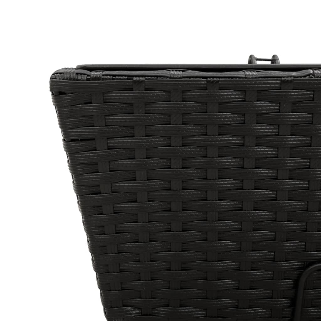Pflanzkasten mit Haken 2 STK Schwarz Poly Rattan mit Kunststofftopf 54x22x18 cm Balkonkasten für Balkon Terrasse Garten mit Stabiler Stahlhalterung und platzsparender Aufhängung