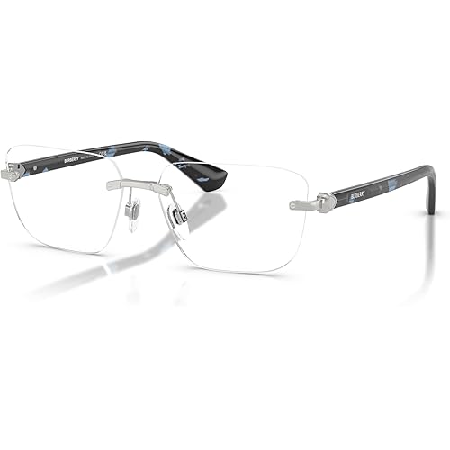Silver Burberry Rectangular Eyeglasses