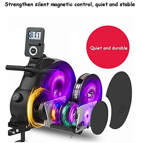 Image of Home Foldable Rower,Magnetically Controlled Silent Rowing Machine, Home Aerobics Fitness Rowing Fitness Equipment, Simulated Water Resistance (Color : Black+Red, Size : 165 * 85cm)