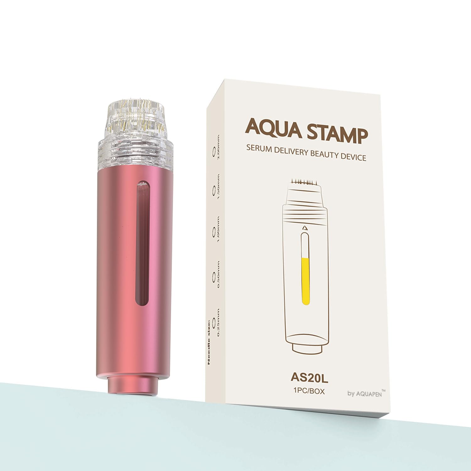 AQUA STAMP 2-in-1 Titanium Derma Stamp Pen 0 25mm Gold Micro Infusion Hydra Needles Manual Microneedling Tool for