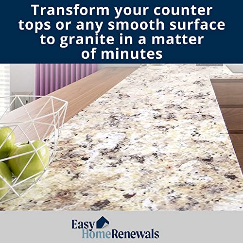 Instant Granite Premium Kitchen Countertop Vinyl Laminate Cover | Easy Installation | Displays No Seams | Peel & Stick | Durable Self-Adhesive | 36” X 72” | Marble Design | Venetian Gold (6Ft) #TOP6