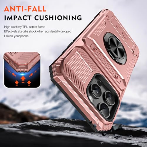 Coque iPhone 15 Pro robuste or rose avec béquille intégrée - 4