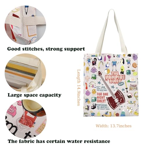 Bolso tote de lienzo con estampado de dibujos animados: Marceline, guitarra, anime, concierto, aventura, reina vampira (VampireQueenTS) miniatura 4