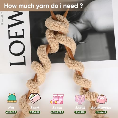 Image of 8 Packs Jumbo Chunky Chenille Yarn - 2040g(72oz) 245 Yards (224m) Bulky Yarn - Chunky Yarn for Hand Knitting Blanket,Cushions, Pet Bed - Soft and Durable(Khaki)