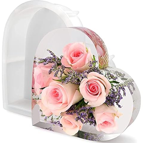 Oversize Heart Resin Moulds Silicone Epoxy Casting Mould Jewelry Flower Specimen Making Mold for Wedding Birthday Gift Home Ornament Decoration DIY Cover