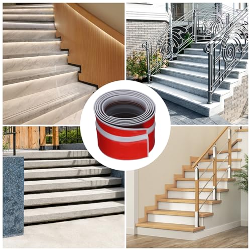 QUARKZMAN Stufenkantenschutz, rutschfeste Treppenstufen, selbstklebende Treppenstufenleisten für den Innen- und Außenbereich, Zuhause, Büro, Braun (1,2 m)