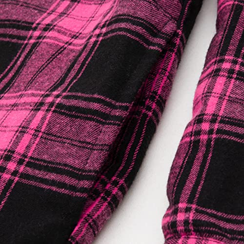 Image of ThCreasa Girls Sherpa Lined Plaid Button Hooded Jacket | Fully Interior Lined, Button Up, Flannel Outer, Family Photo Ready, School To Holiday Events, Fall Winter Shacket With Hood