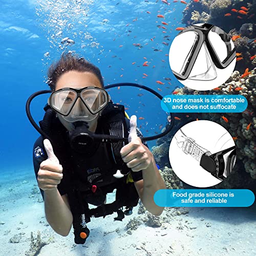 Diving Mask For Adults, Swim Goggles With Nose Cover, Swim Masks, Snorkel Diving Mask, Youth Snorkeling Glasses Waterproof Anti-Fog Tempered Glass Mask #TOP2