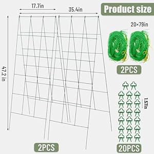 Pack 2 Heavy Metal Garden Trellis for Climbing Plants with Trellis Netting & Garden Clips,Cucumber Trellis for Climbing Plants Outdoor Metal,A-Frame Cucumber Trellis for Raised Bed (Pack 2) Pack 2 Heavy Metal Garden Trellis for Climbing Plants with Trellis Netting Garden ClipsCucumber Trellis for Climbing Plants Outdoor MetalA Frame Cucumber Trellis for Raised Bed Pack 2