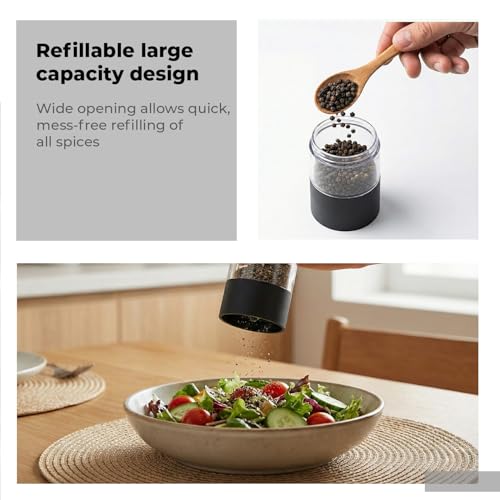 Image of Lifelong Electric Salt & Pepper Grinder Set | Automatic & Rechargeable Black Pepper Crusher, Mill & Shaker | One Hand Operation | Adjustable Coarseness & Refillable Tank with Clear View for Kitchen