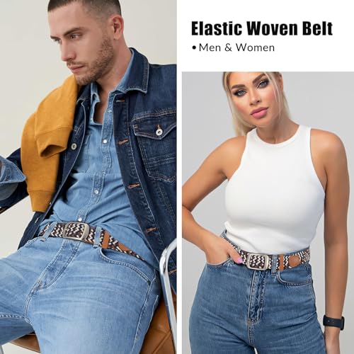 Image of BELTROAD Elastic Braided Belt Mens Golf Belts No-Hole Design Lightweight Breathable Woven Stretch Belt for Golf Casual