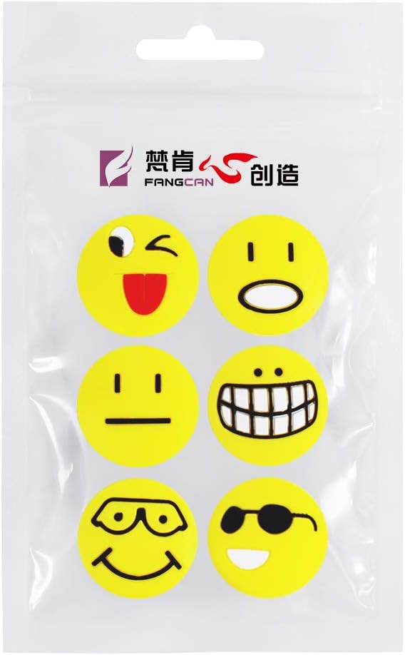 FANGCAN Emoji Face Silicone Squash Tennis Vibration Dampeners Pack of 6 (Design A) : Sports & Outdoors