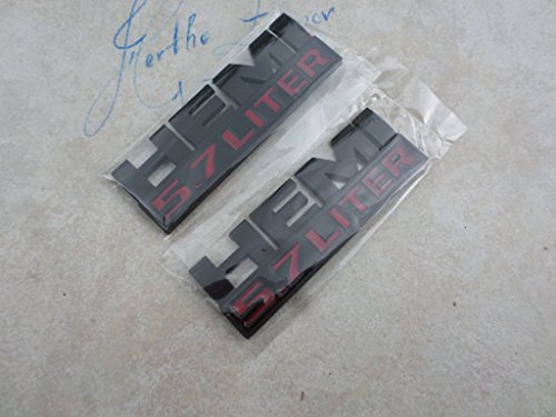 Dodge Ram BLACK HEMI 5.7 LITER Emblem Nameplate Decal Badge X2 NEW OEM MOPAR