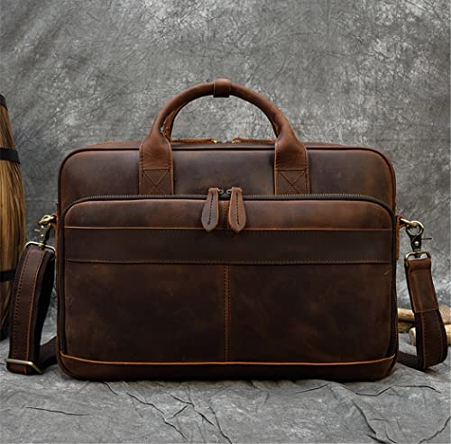 Haitpant Men Genuine Leather Laptop Bag 15.6" PC Computer Cowhide Leather Briefcase Bag2