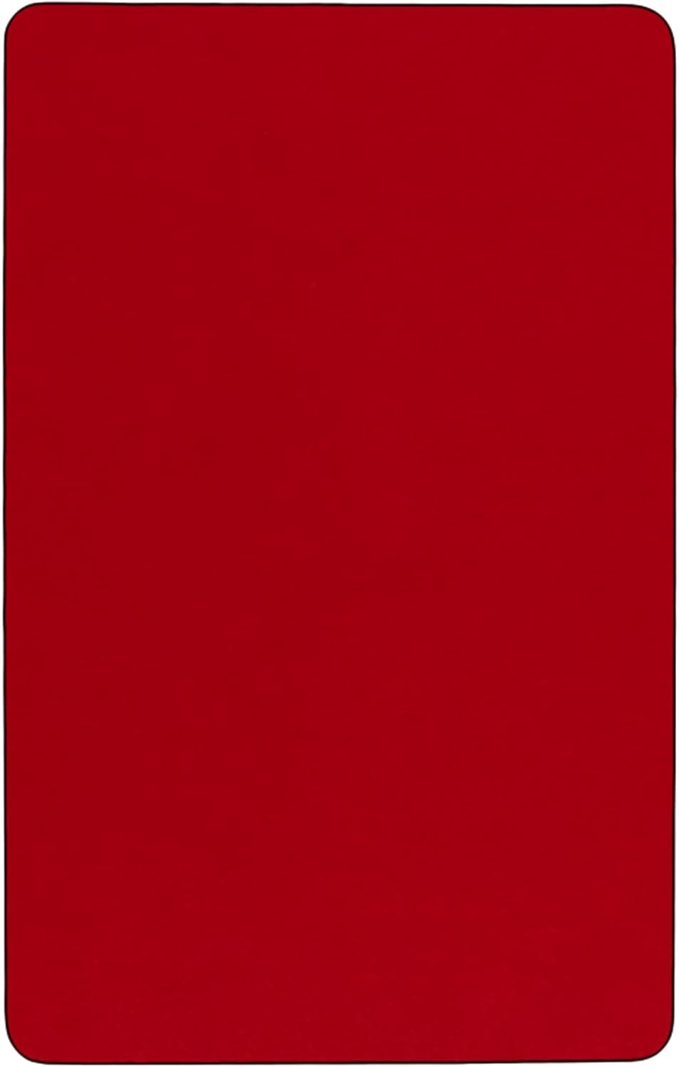 BOWERY HILL Mobile Preschool Activity Table, 36" x 72", Red Laminate Top with Black Edge Band, Adjustable Steel Legs 17.37"-25.37" H, Scratch and Stain Resistant, Locking Casters, Kids Room Furniture
