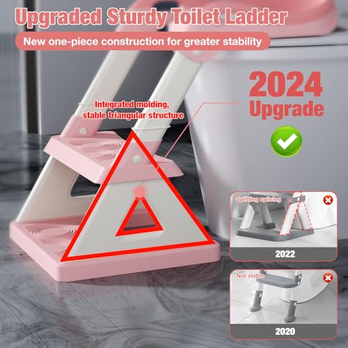 Soul Chat 2 Potty Training Toilet Seat With Step Stool Ladder, Upgrade Triangular Stabilized Base 2-In-1 Toddler Toilet Seat With Splash Guard thumb #2