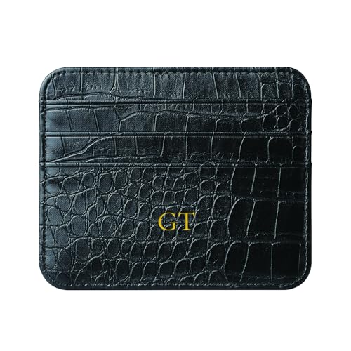 GOOEETSYH Personalized Gold Silver Initial letters Credit Card Holder Wallet for Men, Custom Name...