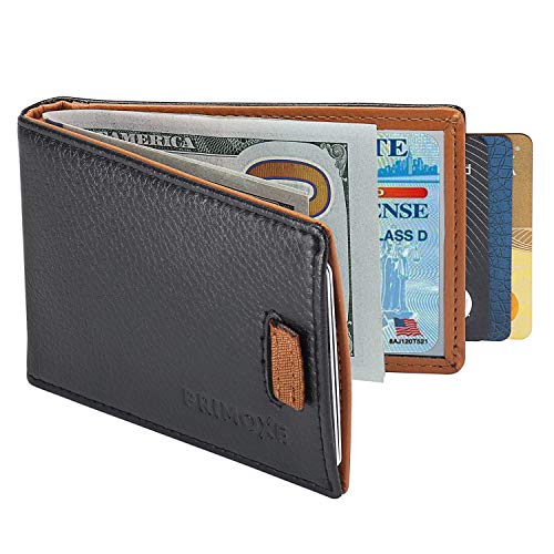 RFID Wallet for Men – Slim Leather Front Pocket Bifold with Money Clip – Minimalist Texas Brown Wallet, Credit Card Holder, RFID Blocking, Gift Box Included