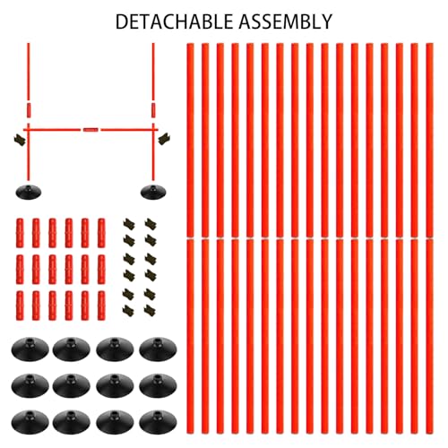 orange adjustable height agility hurdle set multi-function soccer trainning pole set coaching sticks with rubber base