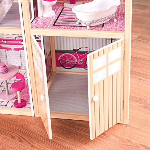 KidKraft 65826 Sparkle Mansion Wooden Dolls House with Furniture and Accessories Included, 3 Storey Play Set for 30 cm/12 Inch Dolls, Pink