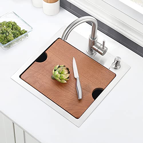 15 Inch Bar Sink Drop In-Vasoyo 15X15 Inch Drop In Topmount Stainless Steel Workstation Kitchen Sink Bar Prep Sink 16 Gauge Small Single Bowl With Grid & Drain & Cutting Board #TOP1
