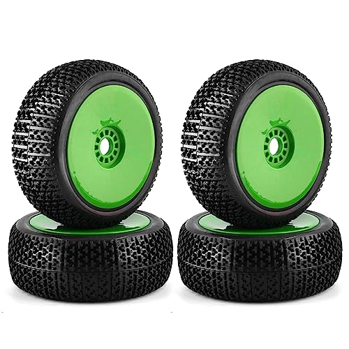 Chanmoo 4個 1/8 RC レーシングカー オフロード タイヤ バギー タイヤ ホイール 17mm 六角ハブ RCカー トラック トラギー 京商 HSP HPI WLtoys ARRMA KYOSHO MP10 HOBAO バギー 4WD (グリー