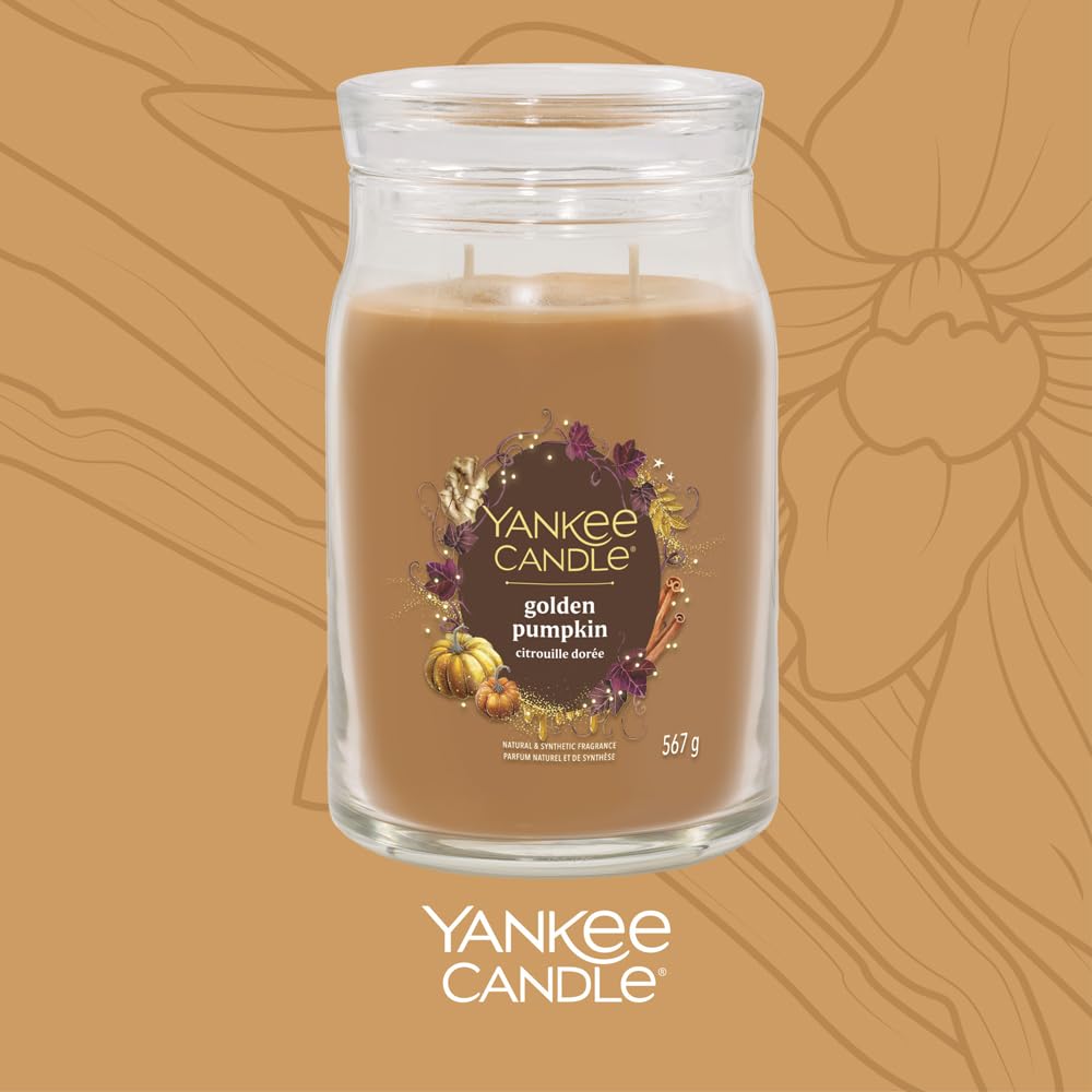 Yankee Candle Bougie parfumée dans un verre (grande) Golden Pumpkin - Bougie signature « Collection automne 2025 » - Durée de combustion : jusqu'à 90 heures