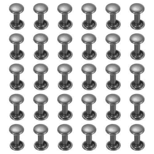 Sourcing Map Ledernieten 100 Sets Metall Schwarz