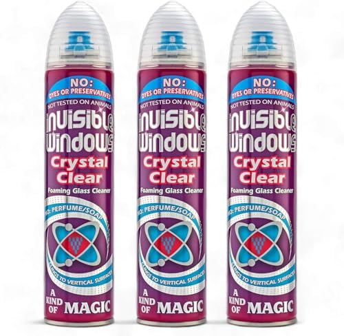 3x Foaming Glass Cleaner Spray 300ml | Invisible No-Drip Formula for Windows, Mirrors & Glass | Citrus Scent | Fast-Drying, Streak-Free Shine | Total 900ml | Ideal for Home, Car & Office Use