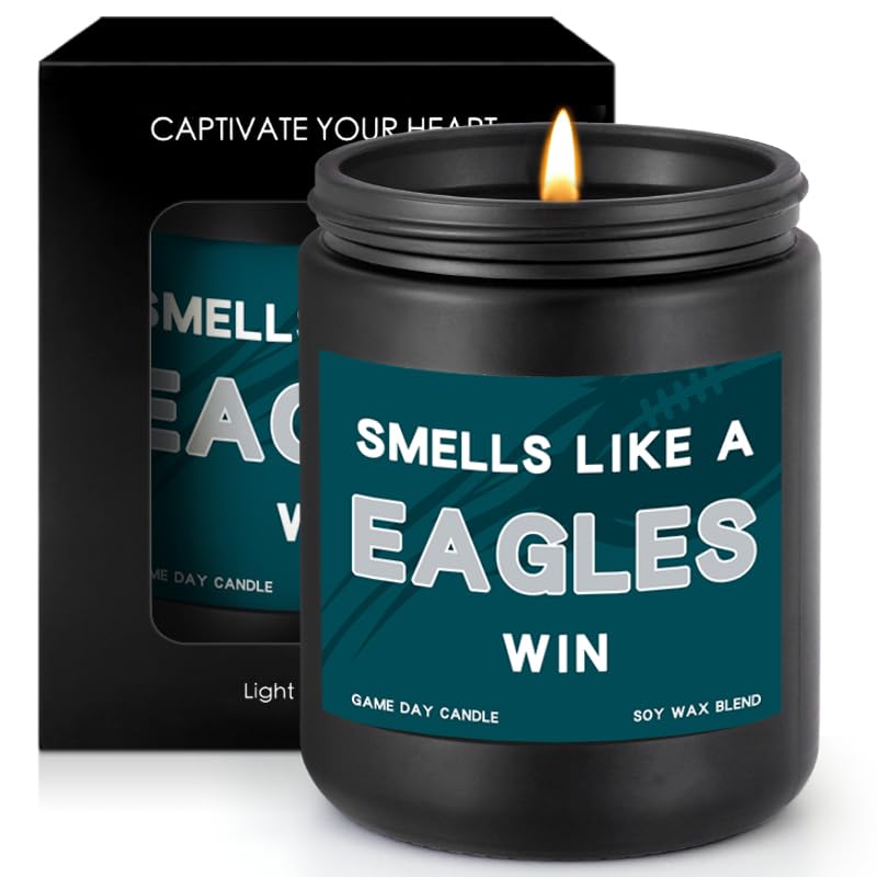 Smells Like A Eagles Win Scented Candle Football Themed Merch Fan Shop Men Women Sport Stuff Gear Decor Team Accessorie Bf Boyfriend Dad Him Naughty Guy Novelty Cool Weird Special Christmas Funny Gift