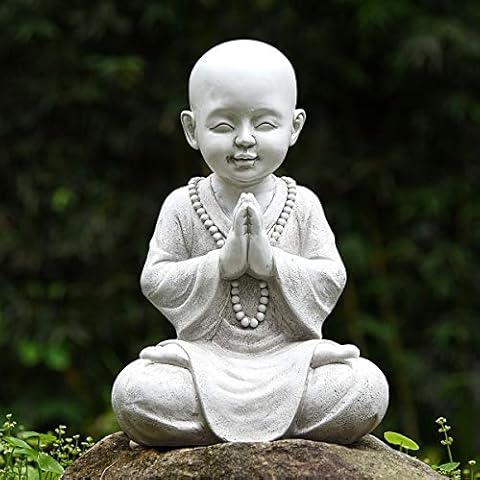 Goodeco Meditating Baby Buddha Garden Ornament,Zen Garden Monk Statue figurine sculpture-Indoor/Outdoor Decor Gifts for Home,Garden, Patio,Deck,Porch Yard Art Decoration,Polyresin,28.5cm(White) Cover