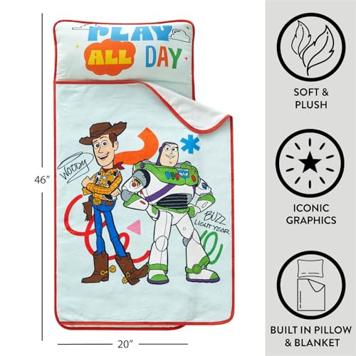 Image of Super Soft Plush Toddler Quilted Nap Mat with Built in Blanket and Pillow