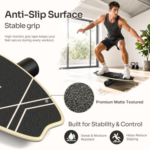 Image of Sportneer Balance Board - 7 Modes Wobble Board with Adjustable Stoppers - Exercise Balancing Stability Trainer for Improve Balance, Surf Trainer & Physical Therapy - Roller and 2.8'' Ball Included