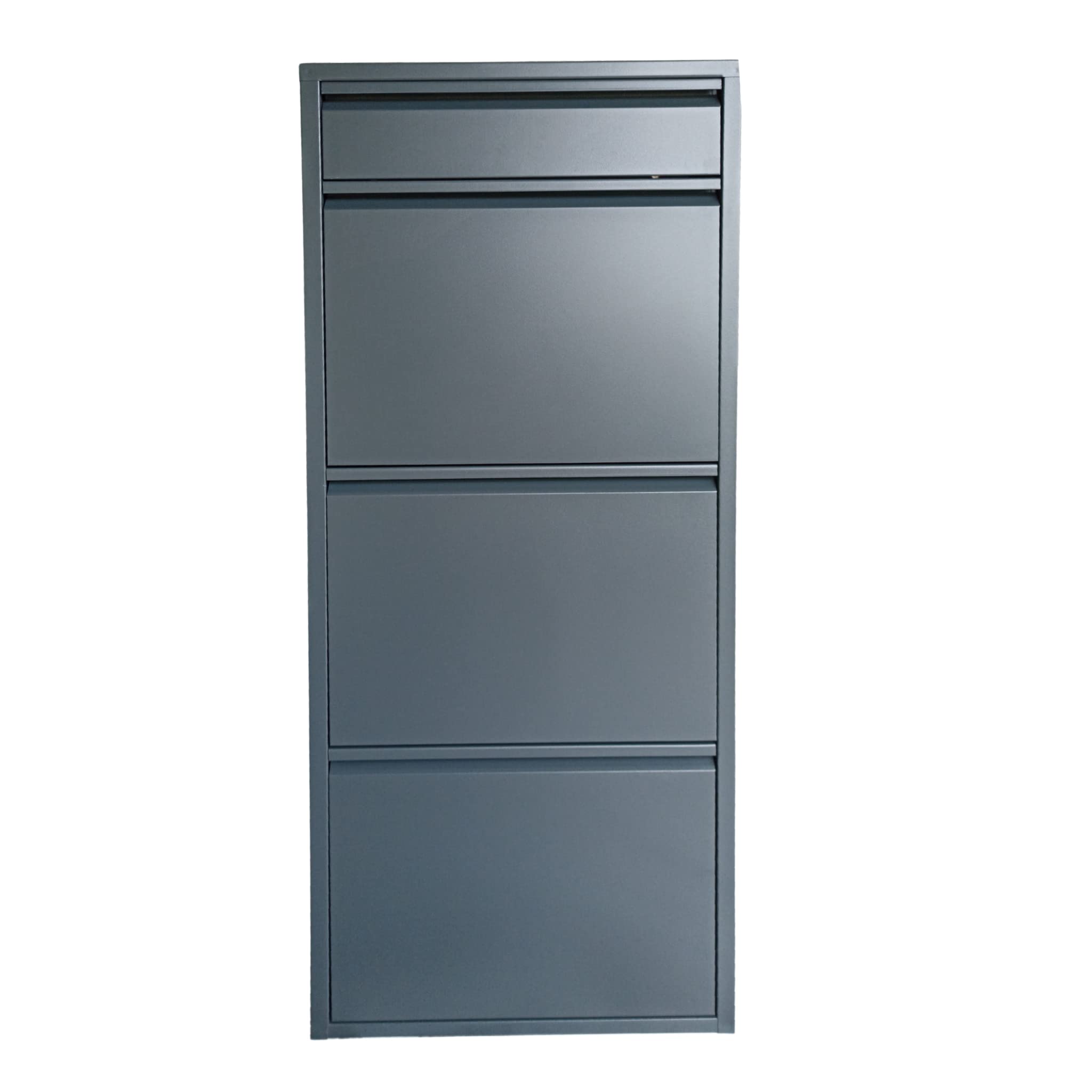 Schuhschrank Schmal Schuhregal Metall Schuhkipper mit Magnet Klappen Schuhablage Montiert und Wandmontage (Anthrazit, 3 Plus Klappen)