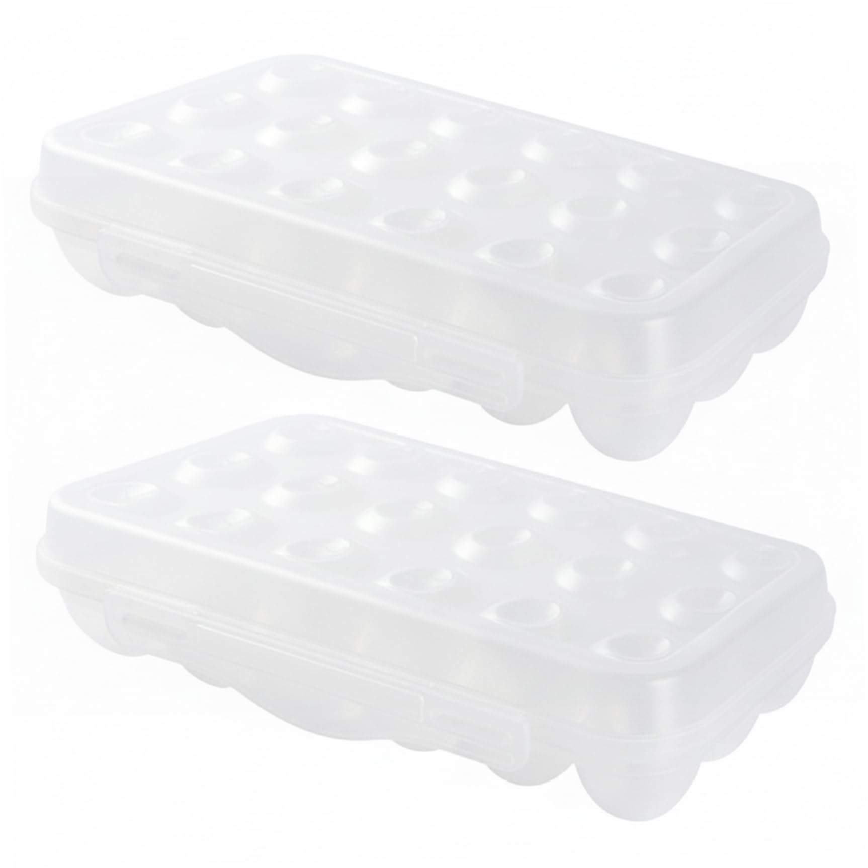 Xoeryoy 2-pack 18-grid Plastic Egg Carton, Clear Fridge Egg Storage With Locking Lid, Stackable Holder For Refrigerator