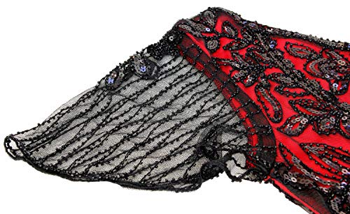 Women's Roaring 20S V-Neck Gatsby Flapper Dresses With Accessories Set (Large, Style 4 Black&Red) #TOP1