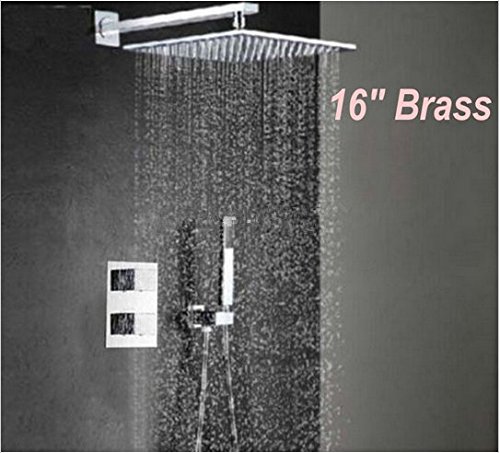 Set de douche luxe carré 40,6 cm Gowe mitigeur encastrable