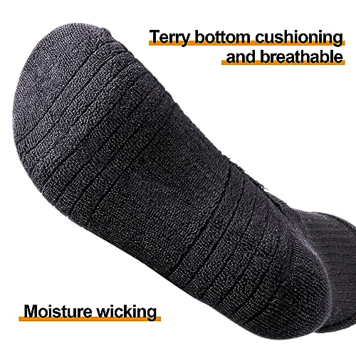 Mens Performance Gym Tennis Training Athletic Socks Moisture Wicking Cotton Cushioned Crew Socks for Men, 5 Pairs/Pack2