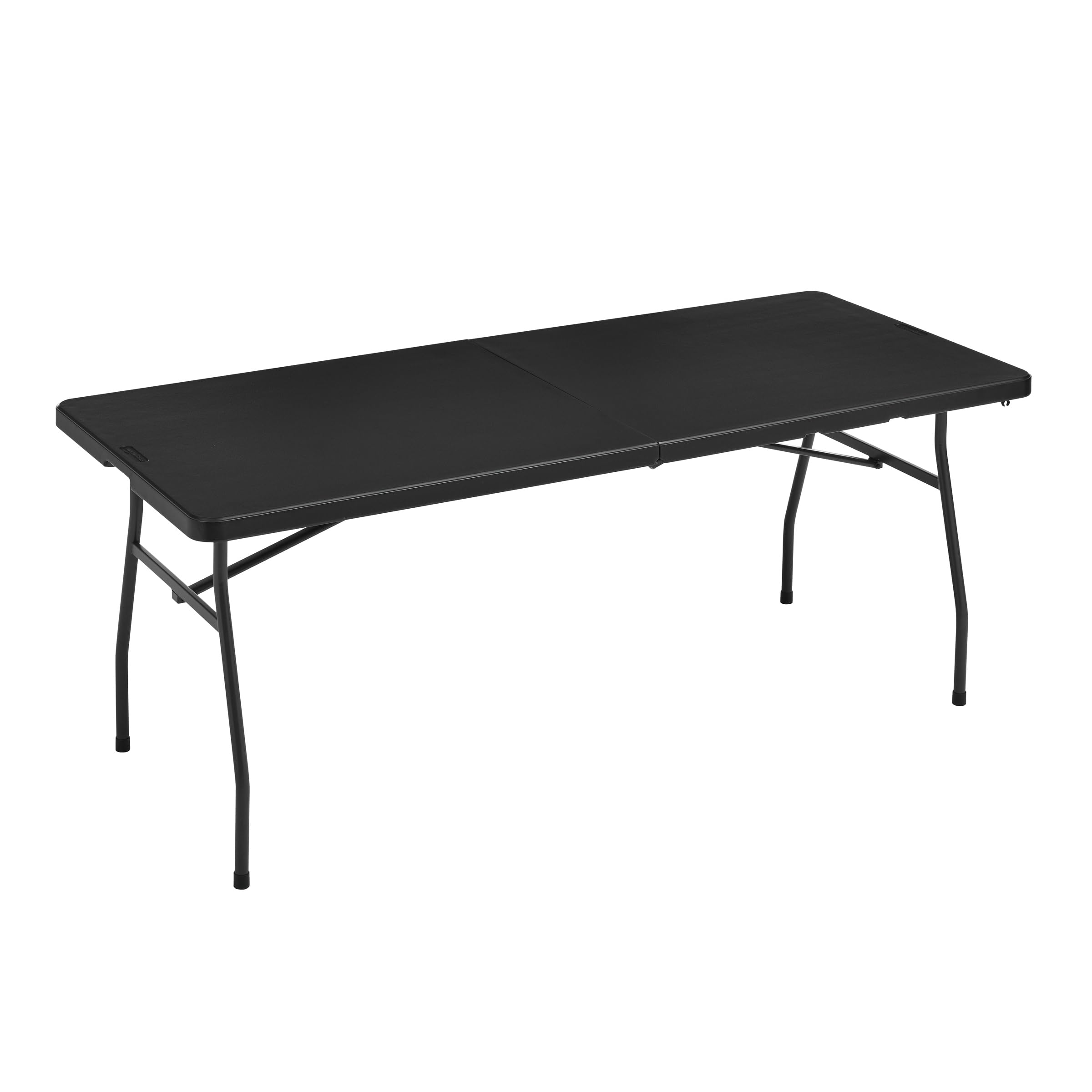 Amazon Basics Heavy Duty Portable Folding Table 6 ft with Carrying Handle, Indoor & Outdoor, Black
