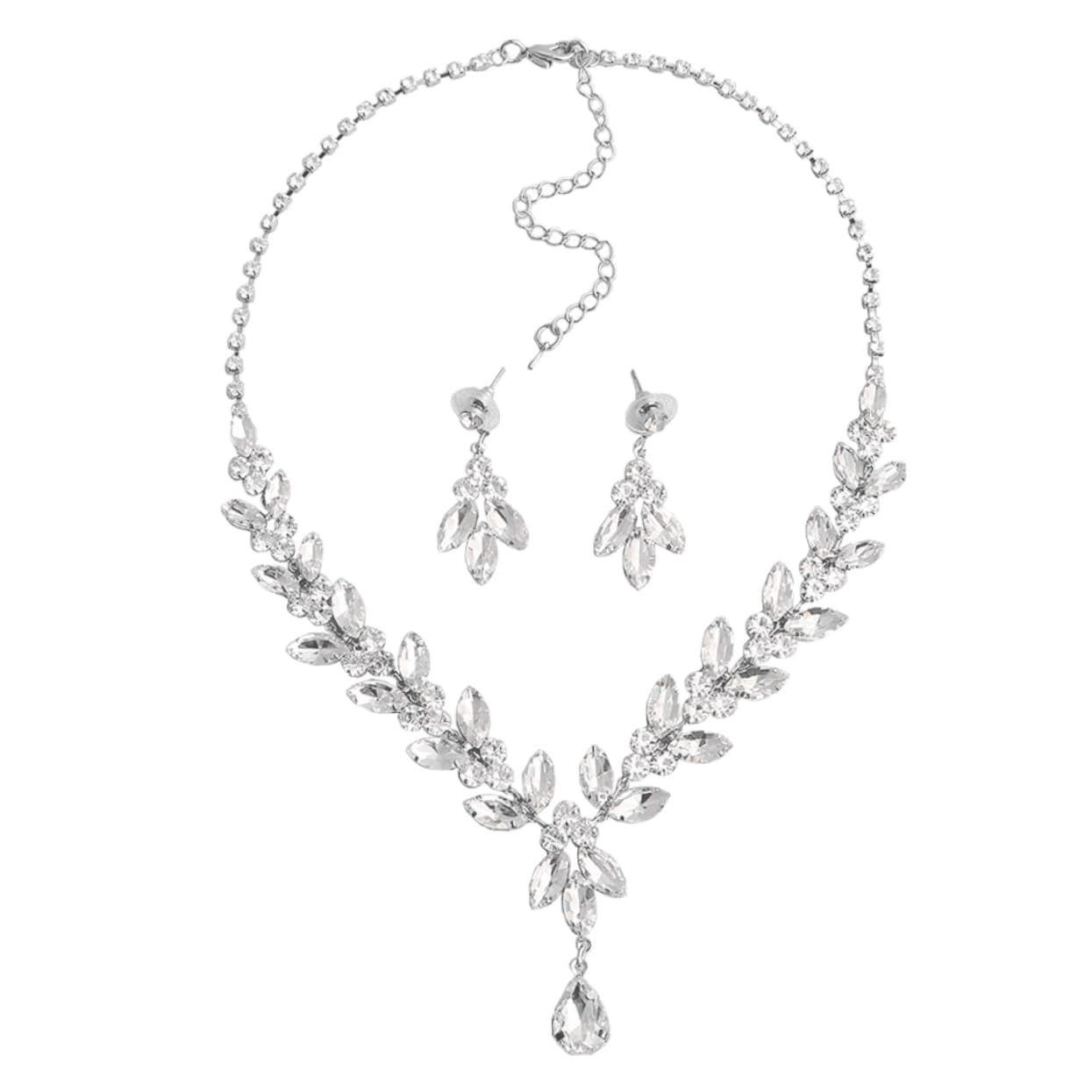 ifundom 3juegos Joyería De Boda Para Novia Conjunto De Collar De Rhinestone y Pendientes Elegantes Para Vestido De Boda Accesorios De Fiesta Para Mujer Collar Pendientes