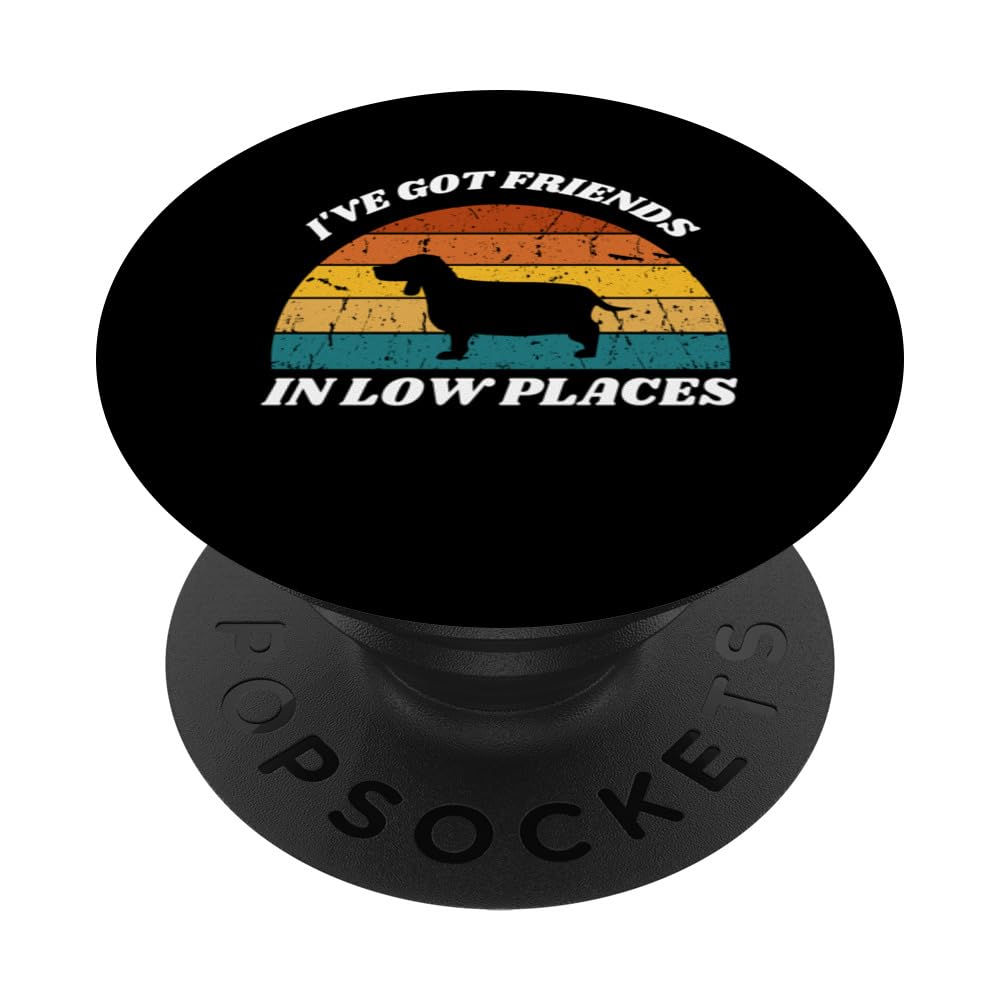 I've Got Friends in Low Places Basset Hound PopSockets Swappable PopGrip, Black