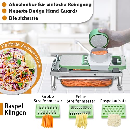 Gemüseschneider, Gemüsezerkleinerer mit 8 Klingen, Zwiebelschneider mit Behälter, Pro All-in-1 Lebensmittelwürfel, Mandolinenschneider, Edelstahlmaterialien, Salatreibe