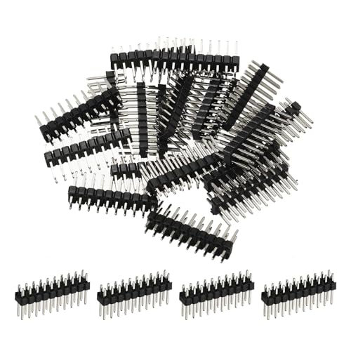 Image of TA-VIGOR Straight Pin Header DIP Double Row 10 Pin, 2.54mm Pitch PCB Connector, Header Pins for Through Hole Soldering, Black Insulator, Pack of 20