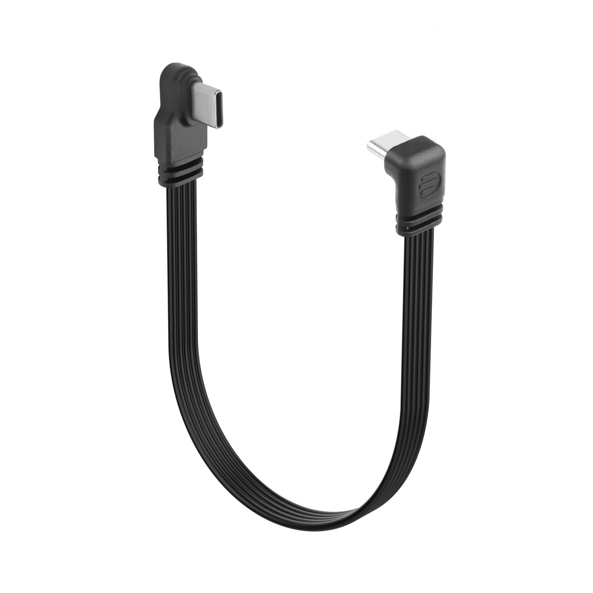 YACSEJAO 90 Degree USB C to USB C Cable,Right Angle USB C 2.0 Flat Data Cable 15cm/0.5ft Type C Male to Male Charging Short Cord for Phones, Laptop,