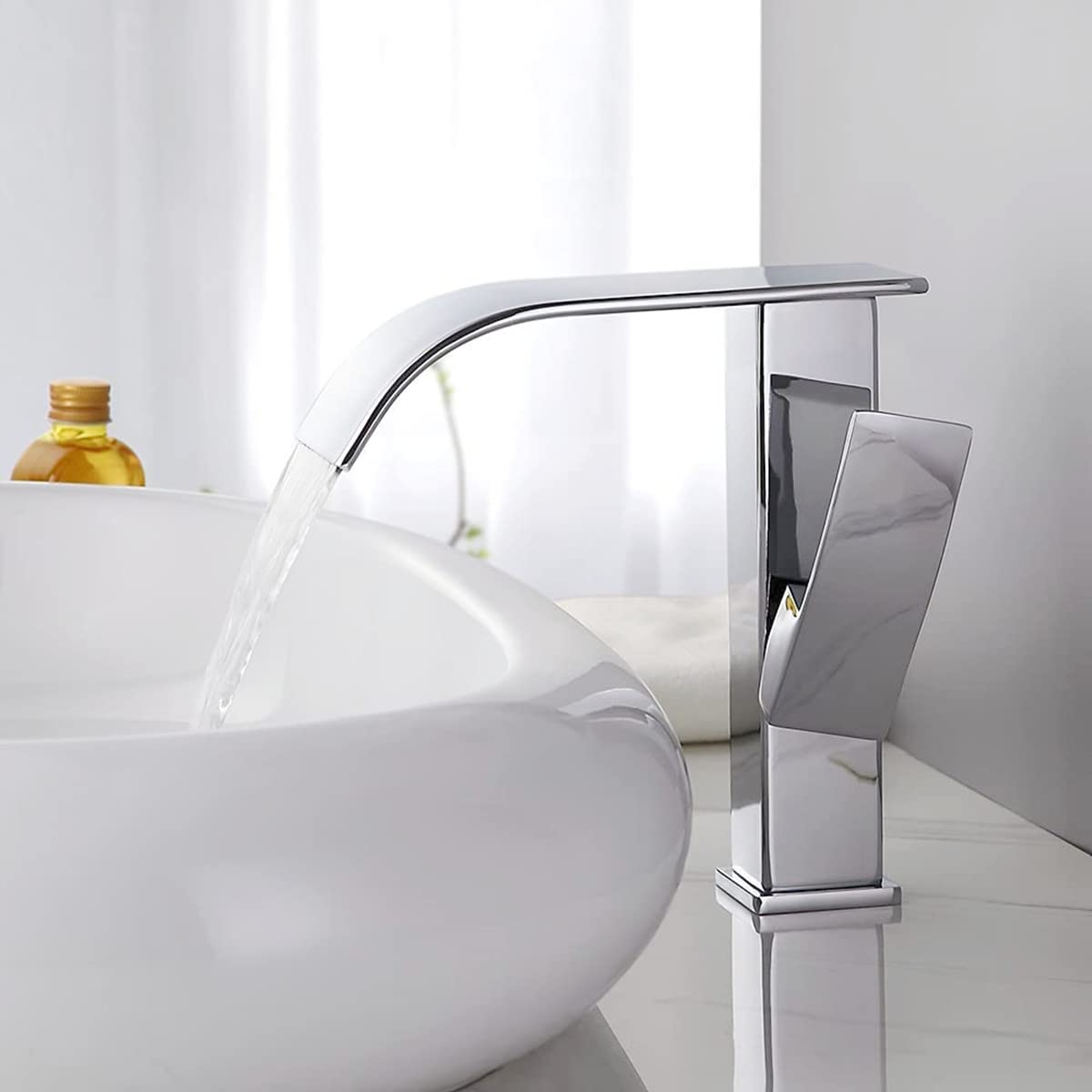 BULUXESingle Handle Single Hole Waterfall Vessel Sink Faucet in Polished Chrome