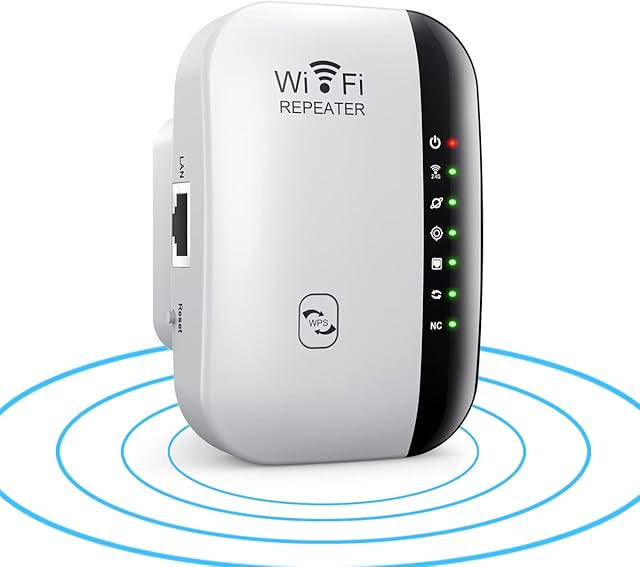 WiFi Range Extender, WiFi Signal Booster up to 300Mbps, 2.4G High Speed Wireless WiFi Repeater with Integrated Antennas Ethernet LAN Port, Integrated Antennas, Support AP/Repeater Mode-Up, UK Plug