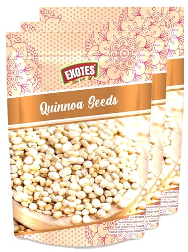 Image of Exotes Quinoa Seeds 600g (200g X 3) - High in Protein, Fibre, Iron , Antioxidant & More Nutritions | Gluten-Free | Wholegrain Breakfast Cereal for Energy Boosting | Quinnoa Best for Healthy Breakfast like Upma, Khichdi, pulao and More | Diet food for Weight Management