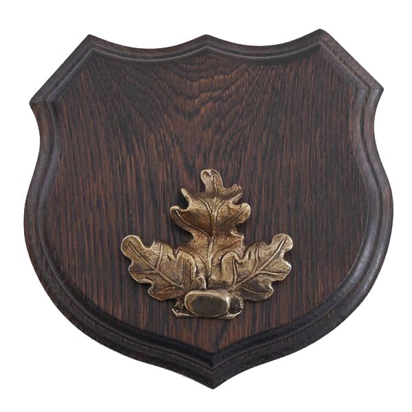 GTK - Geweihe & Trophäen KRUMHOLZ 1 targhetta con stemma di cinghiale selvatico, forma di stemma, AF 17 cm, con copertina in rovere massiccio + grande